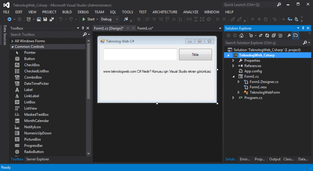 C# Nedir? Csharp Visual Studio Uygulama Örneği
