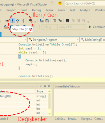 C# Dersleri: Breakpoint Kullanımı C# Breakpoint Kullanımı